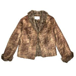 Daniel Benjamin Women's Faux Fur and Hide Jacket Brown Vegan Costume Size XL